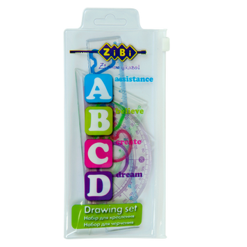 Комплект "ABCD": линейка 15см, 2 угольника, транспортир, ассорти, KIDS Line ZB.5684 фото