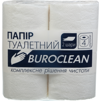 Бумага туалетная целюлознаяная BUROCLEAN 4 рул., на гильзе, 2-х сл., белый 10100011 фото