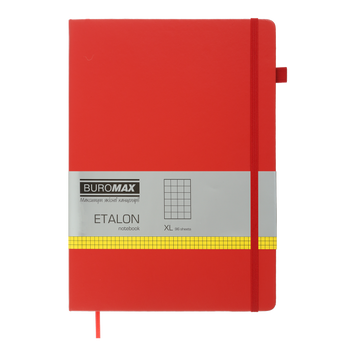 Блокнот діловий ETALON 210*295, 96 арк., клітинка, обкл. штучна шкіра, червоний BM.294160-05 фото