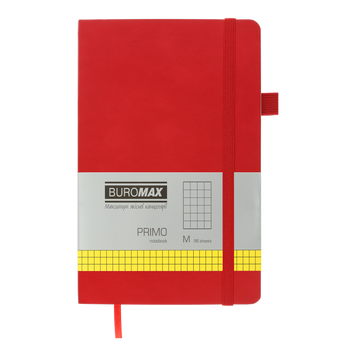 Книга записна PRIMO 125*195, 96 арк., клітинка, обкл. штучна шкіра, червоний BM.291161-05 фото