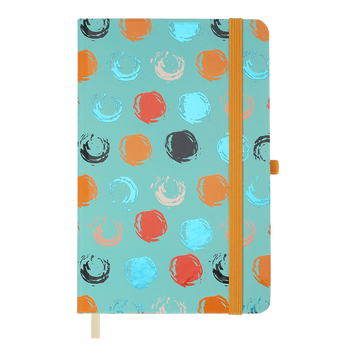 Книжка записна TRENDY, на гумці, 136х207мм, 96 арк., кліт., офсет крем., тв.лам.обкл., бірюзова BM.255111-06 фото