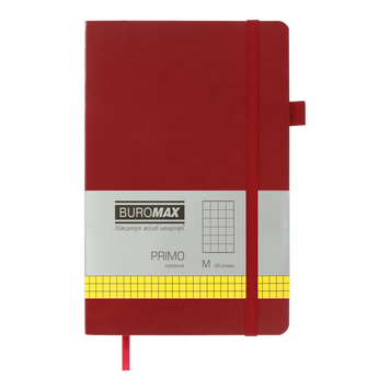 Книга записна PRIMO 125*195, 96 арк., клітинка, обкл. штучна шкіра, бордовий BM.291161-13 фото