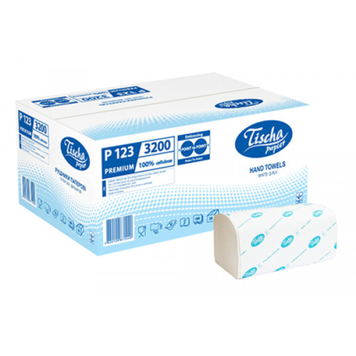 Полотенца целлюлозные V-образные "PREMIUM", 160шт., белый TISCHA PAPIER P123 box фото