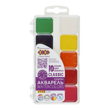 Акварель CLASSIC, 10 кол., без/п, пласт./кор., KIDS Line ZB.6583 фото