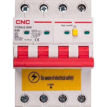Диференційний автоматичний вимикач CNC YCB9LE-80M 4P C25 6000A 30mA 230V NV821945 фото
