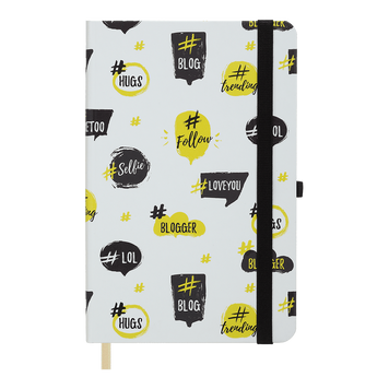 Книжка записная TRENDY, на резинке, 136х207мм, 96 л., клетка., офсет крем., тв.лам.обл., белая BM.255111-12 фото
