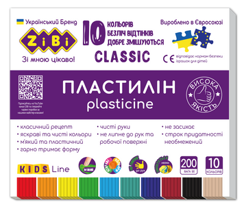 Пластилин CLASSIC 10 цветов, 200г, KIDS Line ZB.6232 фото