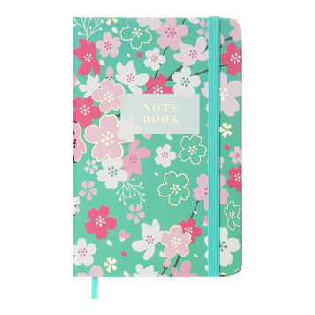 Книжка записна BLOSSOM, на гумці, А6, 80 арк., клітинка., офсет крем., тв.лам.обл., блакитна BM.256102-14 фото