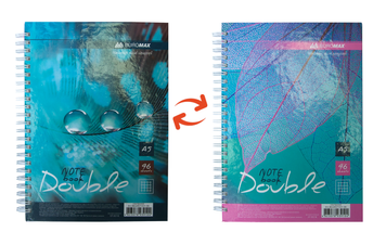 Книга записна DOUBLE, А5, 96 арк., клітинка, тверда ламінована обкладинка, бірюзова/блакитна BM.24571101-06 фото
