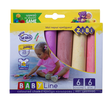 Мел цветной JUMBO, 6 шт, BABY Line ZB.6710-99 фото