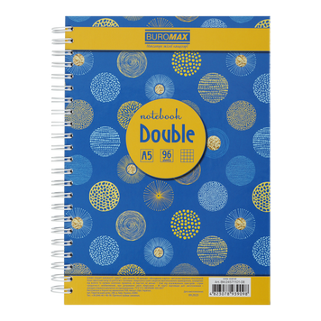Книга записна DOUBLE, А5, 96 арк., клітинка, тверда ламінована обкладинка, жовта/золотиста BM.24571101-08 фото