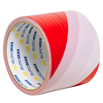 Лента сигнальная 72мм х 50м, красно-белая BM.7560 фото