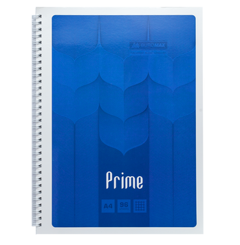 Зошит для нотаток PRIME, А4, 96 арк., клітинка, картонна обкладинка, синій BM.24451101-02 фото