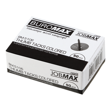 Кнопки разноцветные, JOBMAX, 50 шт. карт. коробке BM.5106 фото