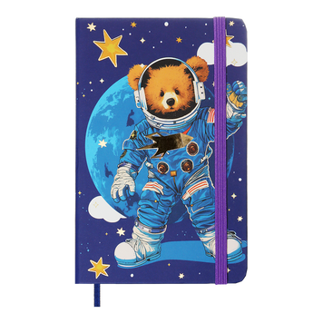 Книжка записна BEAR на гумці, А6, 80 арк., клітинка., офсет крем., тв.лам.обл., синя, KIDS LINE ZB.116103 фото