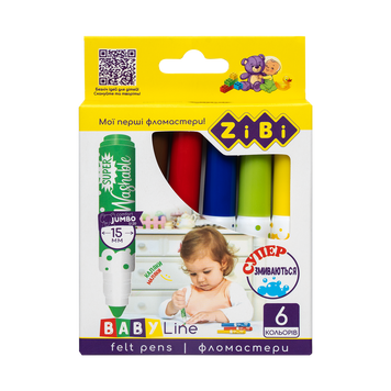 Фломастеры, 6 цв., SUPERWASHABLE, SUPER JUMBO, BABY Line ZB.2816 фото