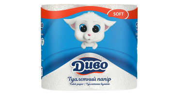 Бумага туалетная целюлознаяная "Диво" Soft, по 4 рул., на гильзе, 2-х сл., белый тп.дв4б фото