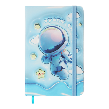 Книжка записна ASTRONAUT на гумці, А6, 80 арк., клітинка., офсет крем., тв.лам.обл., блакитна, KIDS LINE ZB.116104 фото
