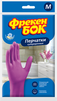 Рукавички універсальні, латексні, суперміцні, розмір M, рожеві, ФРЕКЕН БОК 80307 фото