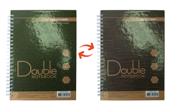 Книга записна DOUBLE А5, 96 арк., клітинка, тверда ламінована обкладинка, зелена / коричнева BM.24571101-86 фото