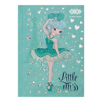 Блокнот LITTLE MISS, А-6, 64л., кл., тв. обл., мат. лам.+лак, глит, бирюзовый ZB.12714-06 фото