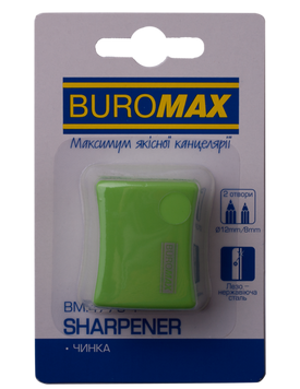 Точилка ALFA, RUBBER TOUCH, 2 отв., контейнер, пластик. корпус, 1 шт. в блистере BM.4778-1 фото