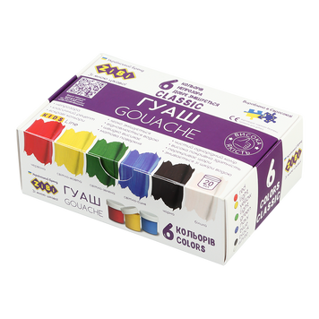 Гуаш CLASSIC 6 кол. х 20мл, в карт.коробці, KIDS Line ZB.6610 фото