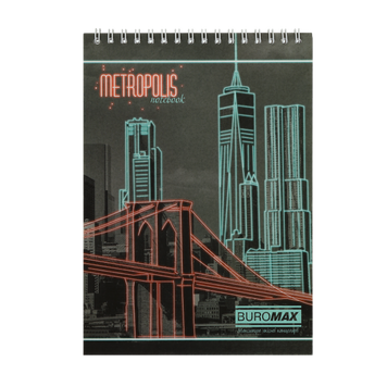 Блокнот на пружині зверху METROPOLIS, А5, 48 арк., клітинка, картонна обкладинка, червоний BM.24545101-05 фото