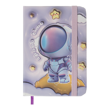 Книжка записна ASTRONAUT на гумці, А7, 80 арк., клітинка., офсет крем., тв.лам.обл., фіолетова, KIDS LINE ZB.117104 фото