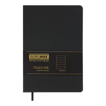Блокнот діловий TOUCH ME А5, 96л, лінія, обкладинка штучна шкіра, чорний BM.295202-01 фото