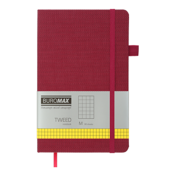 Книга записна TWEED 125*195, 96 арк., клітинка, обкл. штучна шкіра, бордовий BM.291163-13 фото