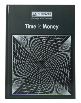 Книга канцелярская TIME IS MONEY, А4, 96 л., клетка, офсет, твердая ламинированная обложка, серая BM.2400-109 фото