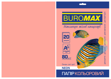 Папір кольоровий NEON, рожевий, 20 арк., А4, 80 г/м&sup2; BM.2721520-10 фото