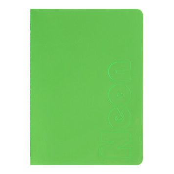 Книга записна NEON, А5, 80 аркушів, клітинка, зшита обкладинка PVC, зелена BM.24822180-04 фото