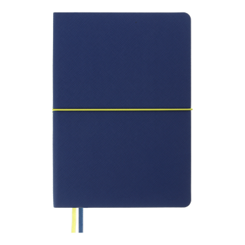 Блокнот діловий UNIQUE, А5, 96 арк., клітинка, синій з жовтим, шт.шкіра BM.295107-02 фото