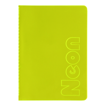 Книга записна NEON, А5, 80 аркушів, клітинка, зшита обкладинка PVC, жовта BM.24822180-08 фото