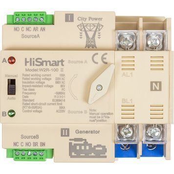 Автоматический переключатель HiSmart W2R-2P 220V 100A HS082482 фото