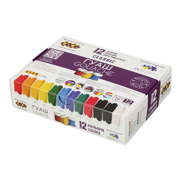 Гуаш CLASSIC 12 кол. х 20мл, в карт.коробці, KIDS Line ZB.6612 фото