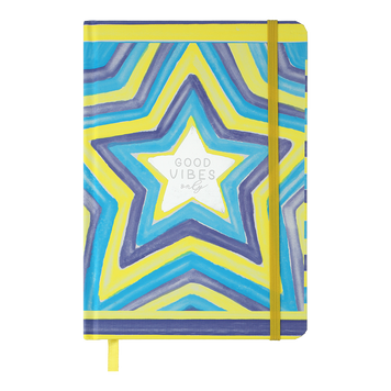 Книжка записна STAR, на гумці, А5, 96 арк., клітинка, офсет крем., тв.лам.обл., блакитна BM.255117-14 фото