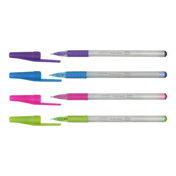 Ручка масляна BERRY, 0.5мм, синяя, з грипом, білий перламутр. корпус, KIDS Line ZB.2263-01 фото