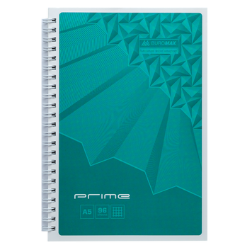 Зошит для нотаток PRIME, А5, 96 арк., клітинка, картонна обкладинка, бірюзовий BM.24551101-06 фото