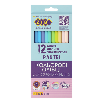 Олівці кольорові PASTEL 12 шт., KIDS LINE ZB.2470 фото