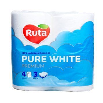 Бумага туалетная "Pure White" 4 рул., на гильзе, 3-х сл., белый RUTA rt.47531 фото
