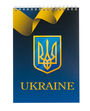 Блокнот на пружині зверху UKRAINE, А-5, 48арк., клітинка, картонна обкладинка, синій BM.24545104-02 фото