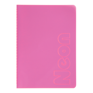 Книга записна NEON, А5, 80 аркушів, клітинка, зшита обкладинка PVC, рожева BM.24822180-10 фото