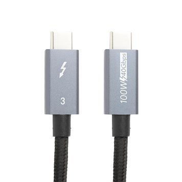 Кабель PowerPlant Thunderbolt 3, USB-C - USB-C, 40Gbps, 100W, 20V/ 5A, 4K/ 60HZ, 1м CA913336 фото