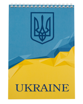 Блокнот на пружині зверху UKRAINE, А-5, 48арк., клітинка, картонна обкладинка, блакитний BM.24545104-14 фото