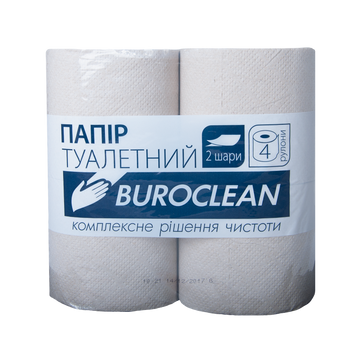 Бумага туалетная макулатурная BUROCLEAN 4 рул., на гильзе, 2-х сл., серый 10100052 фото