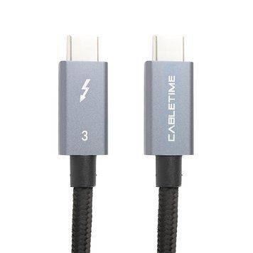 Кабель PowerPlant Thunderbolt 3, USB-C - USB-C, 40Gbps, 100W, 20V/ 5A, 4K/ 60HZ, 2м CA913343 фото