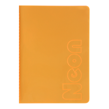 Книга записна NEON, А5, 80 аркушів, клітинка, зшита обкладинка PVC, помаранчева BM.24822180-11 фото